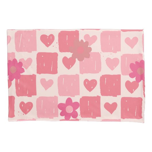 Housse D'oreillers Conception du vérificateur rose (devant)