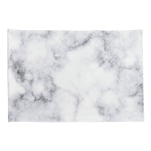 Housse D'oreillers Conception simple en noir et Marbre blanc| (Dos-Droit)