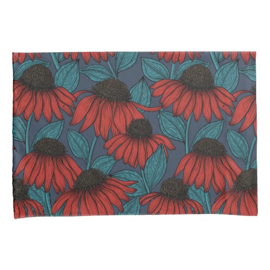 Housse D'oreillers Confleurs rouges (devant-Droit)