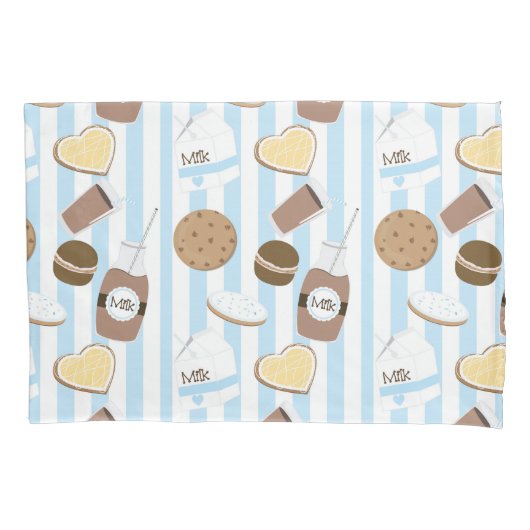 Housse D'oreillers Cookies & Milk rayures bleues et blanches pour gar (devant)
