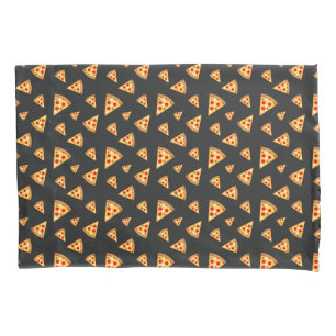 Housse D'oreillers Cool et amusant pizza tranches motif gris foncé