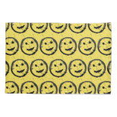Housse D'oreillers Cool Sardé Joyeux visage souriant motif jaune (Dos)