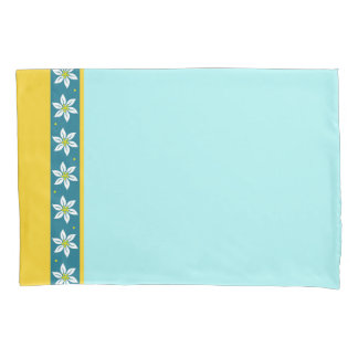 Housse D'oreillers Coque Coussin Aqua et Yellow Edelweiss
