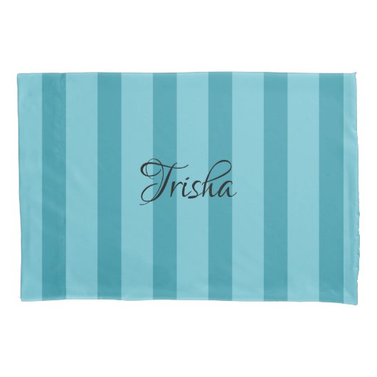 Housse D'oreillers Coque Coussin Aqua Stripe - Ajouter le nom HAMbyWG (devant)