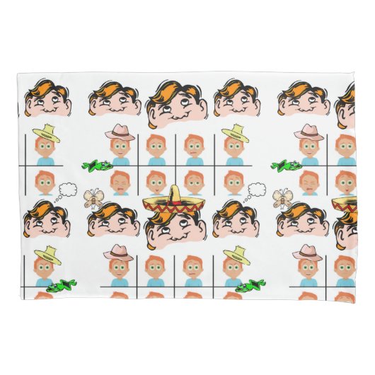 Housse D'oreillers Coque coussin Blanc Funny Visages Expressions (devant)