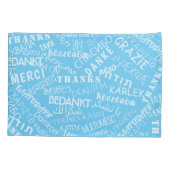 Housse D'oreillers Coque Coussin bleu avec multilingue Merci votre te (Dos)