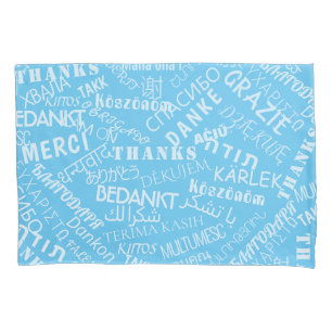 Housse D'oreillers Coque Coussin bleu avec multilingue Merci votre te