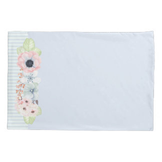 Housse D'oreillers Coque Coussin bleu Pastel Flowers