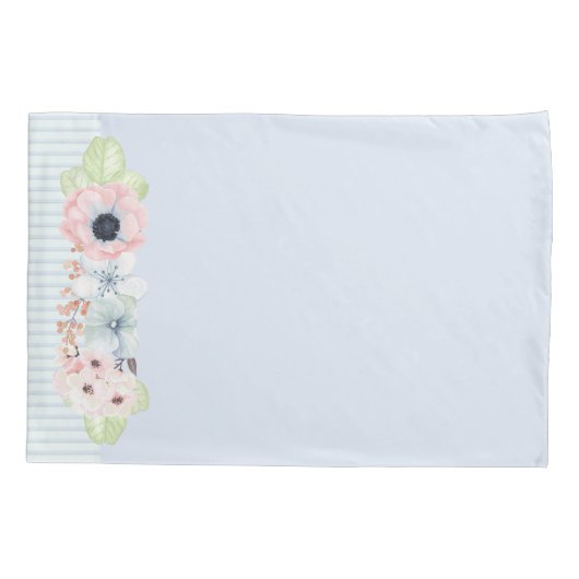 Housse D'oreillers Coque Coussin bleu Pastel Flowers (Dos)