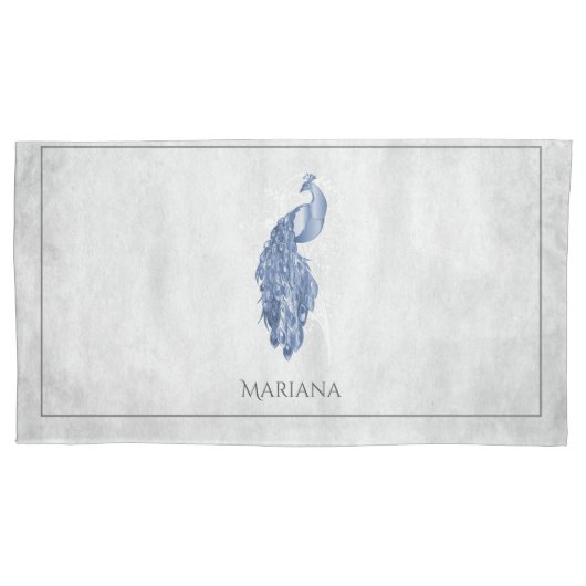 Housse D'oreillers Coque Coussin Blue Elegant Peacock (devant)