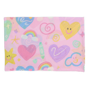 Housse D'oreillers Coque coussin Coeurs & Doodles - Kidcore Pastel Vi