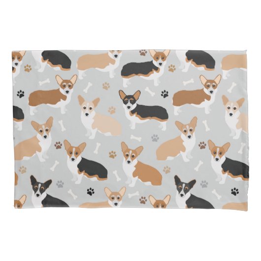 Housse D'oreillers Coque Coussin Corgi Chig Paws et Bones (devant)