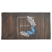 Housse D'oreillers Coque Coussin de papillon bleu rustique (devant-Droit)