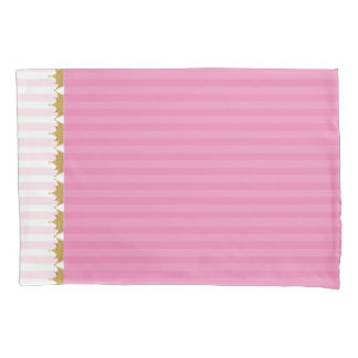 Housse D'oreillers Coque Coussin de Pink Stripes et Gold Crowns