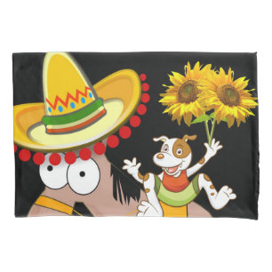 Housse D'oreillers Coque Coussin de Sunflower Floral Horse