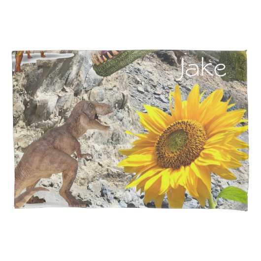 Housse D'oreillers Coque Coussin de tournesol, Dinosaur Floral (devant)