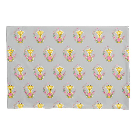 Housse D'oreillers Coque Coussin de tournesol, Giraffe florale (devant)
