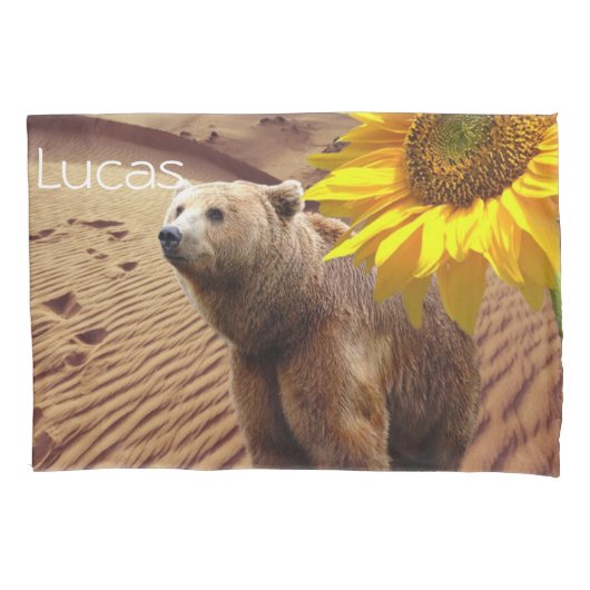 Housse D'oreillers Coque Coussin de tournesol, Ours floral (devant)