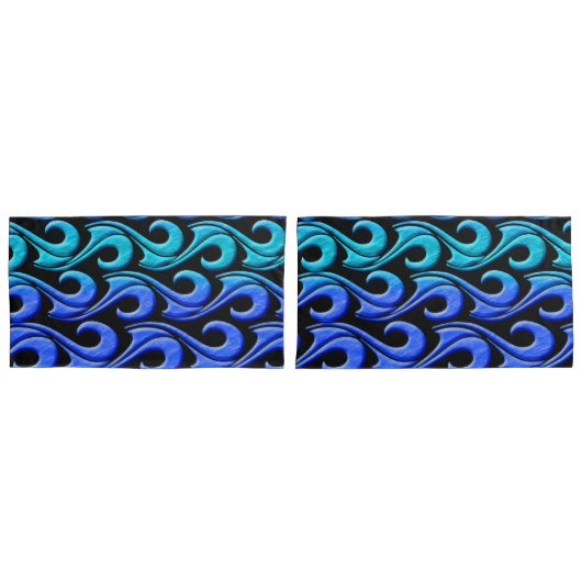 Housse D'oreillers coque coussin des vagues bleues (devant-Set)