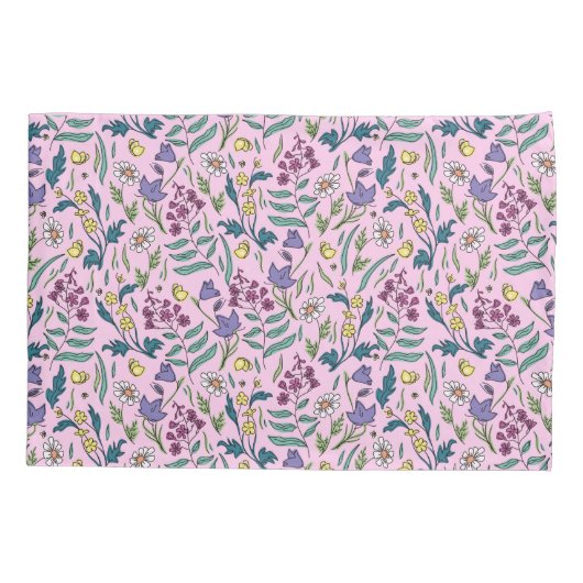 Housse D'oreillers Coque Coussin fleur sauvage couleur rose (Dos-gauche)