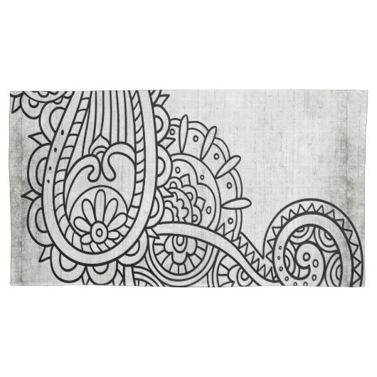Housse D'oreillers Coque Coussin Grey Mehndi Motif (devant)