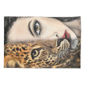 Housse D'oreillers Coque Coussin Leopard Girl (Dos)