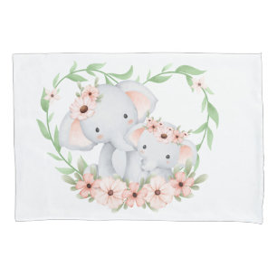 Housse D'oreillers Coque coussin maman et bébé éléphant