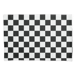 Housse D'oreillers coque Coussin noir et blanc À damiers