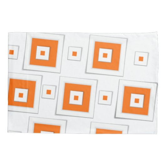 Housse D'oreillers Coque coussin Orange et Carrés blancs (Dos)
