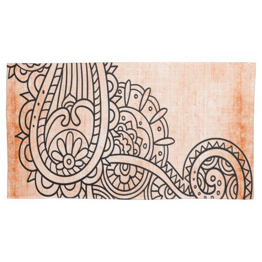 Housse D'oreillers Coque Coussin Orange Mehndi Motif (devant)