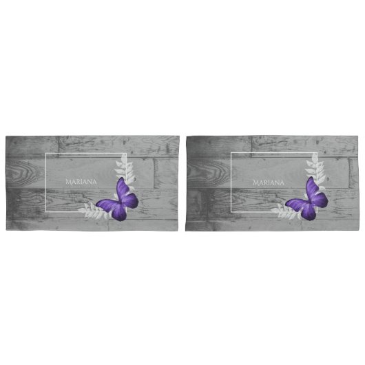Housse D'oreillers Coque Coussin papillon violet (devant-Set)