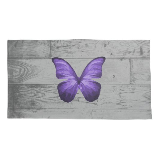 Housse D'oreillers Coque Coussin papillon violet (Dos-gauche)