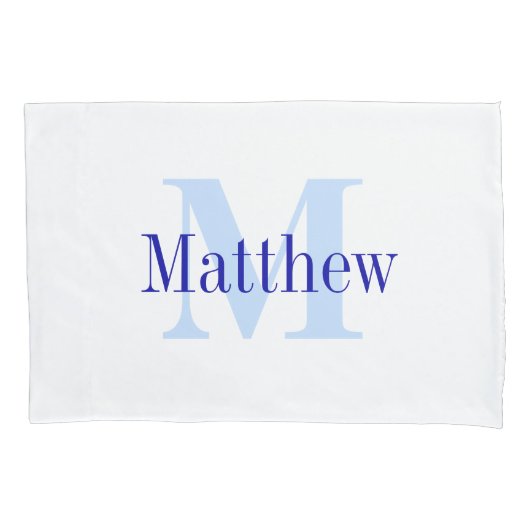 Housse D'oreillers Coque Coussin personnalisé Monogramme bleu (devant)