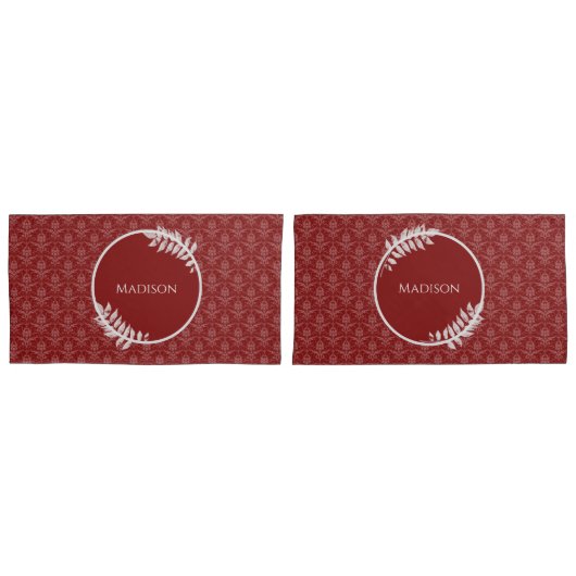 Housse D'oreillers Coque Coussin Red Elegant Damask (devant-Set)