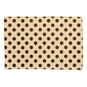 Housse D'oreillers Coque Coussin réversible Pois noir crème
