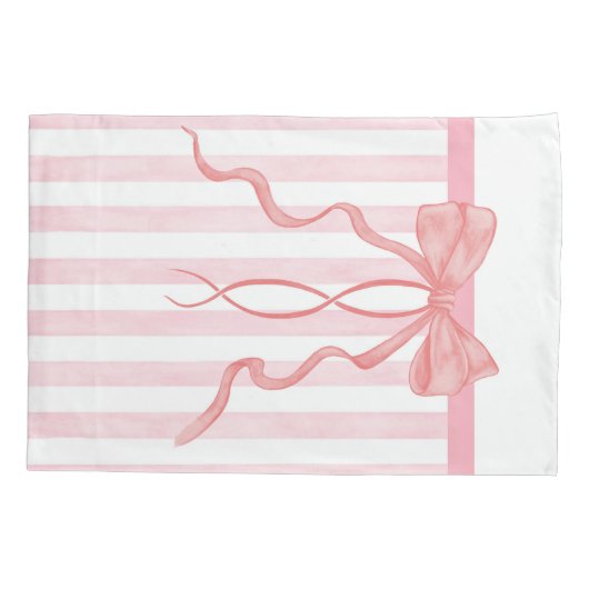 Housse D'oreillers Coque Coussin rose Bow et Stripes (Dos)