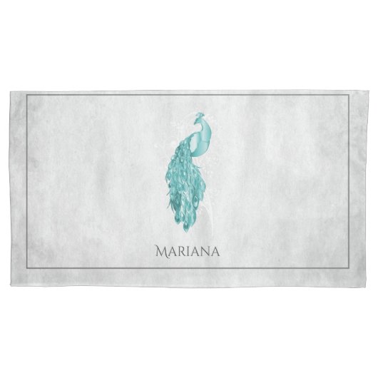 Housse D'oreillers Coque Coussin turquoise Elegant Peacock (devant)