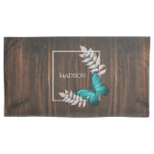 Housse D'oreillers Coque de Coussin de papillon Turquoise rustique (devant-gauche)