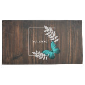 Housse D'oreillers Coque de Coussin de papillon Turquoise rustique (devant-Droit)