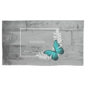 Housse D'oreillers Coque de Coussin papillon turquoise (devant-gauche)