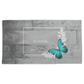 Housse D'oreillers Coque de Coussin papillon turquoise (devant-Droit)