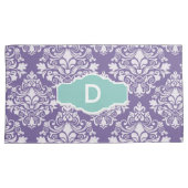 Housse D'oreillers Coques Coussin Monogram Purple Damask (devant-Droit)