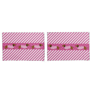 Housse D'oreillers Coques Coussins de de la bande rose et blanche