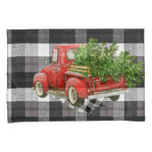 Housse D'oreillers Coques coussins XMAS Camion Baffalo Plaid Noir Bla (devant-Droit)