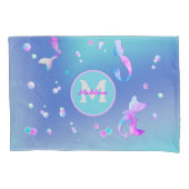 Housse D'oreillers Coques océaniques rose Turquoise Sirène Monogramme (devant)