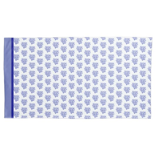 Housse D'oreillers Corail bleu et blanc (devant-gauche)