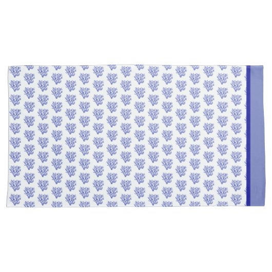 Housse D'oreillers Corail bleu et blanc (devant-Droit)