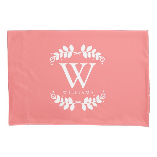 Housse D'oreillers Coral rose monogramme (devant)