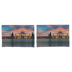 Housse D'oreillers Coucher de soleil profond sur Chicago
