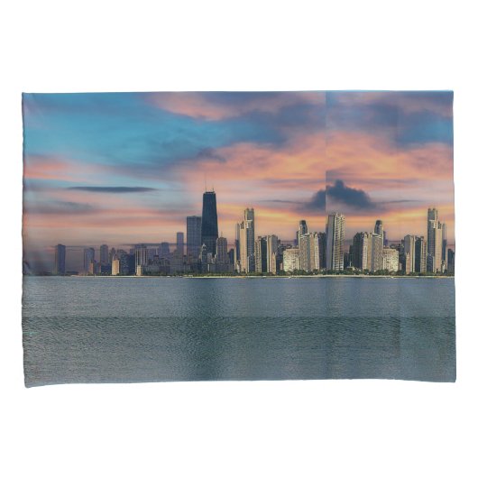 Housse D'oreillers Coucher de soleil profond sur Chicago (devant-Droit)